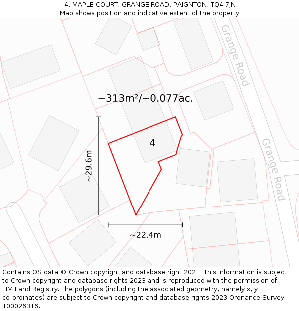4, MAPLE COURT, GRANGE ROAD, PAIGNTON, TQ4 7JN: Plot and title map