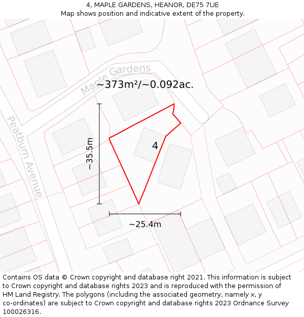 4, MAPLE GARDENS, HEANOR, DE75 7UE: Plot and title map