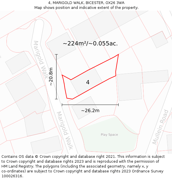 4, MARIGOLD WALK, BICESTER, OX26 3WA: Plot and title map