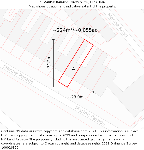 4, MARINE PARADE, BARMOUTH, LL42 1NA: Plot and title map