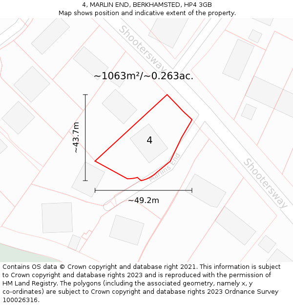 4, MARLIN END, BERKHAMSTED, HP4 3GB: Plot and title map