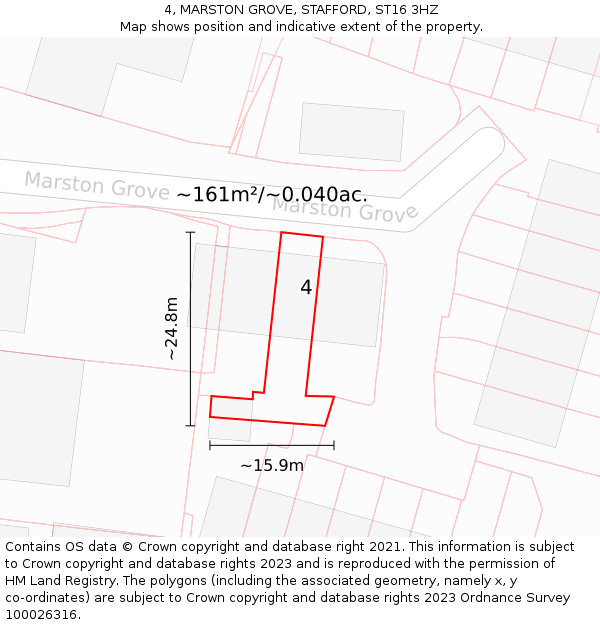 4, MARSTON GROVE, STAFFORD, ST16 3HZ: Plot and title map