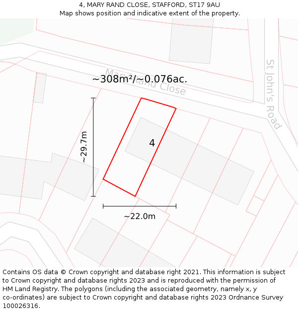 4, MARY RAND CLOSE, STAFFORD, ST17 9AU: Plot and title map