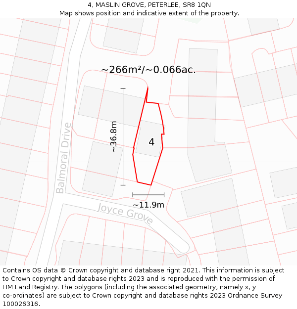 4, MASLIN GROVE, PETERLEE, SR8 1QN: Plot and title map