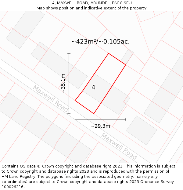 4, MAXWELL ROAD, ARUNDEL, BN18 9EU: Plot and title map