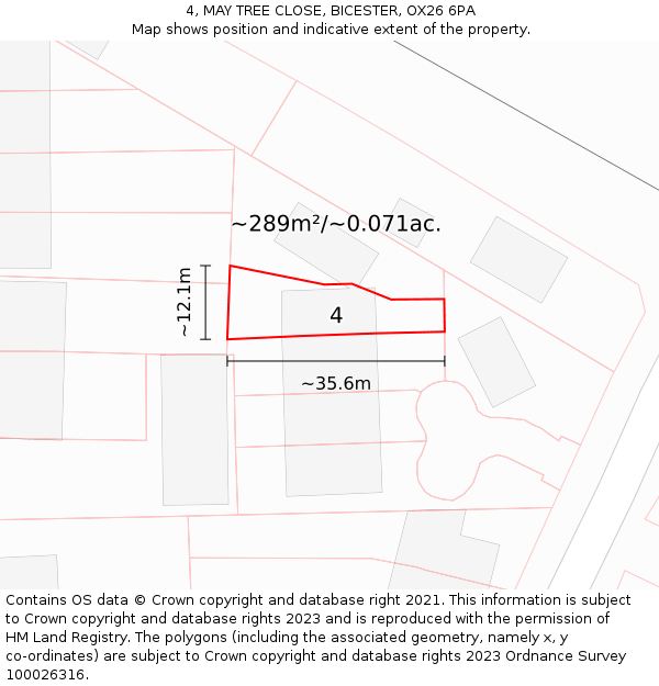 4, MAY TREE CLOSE, BICESTER, OX26 6PA: Plot and title map