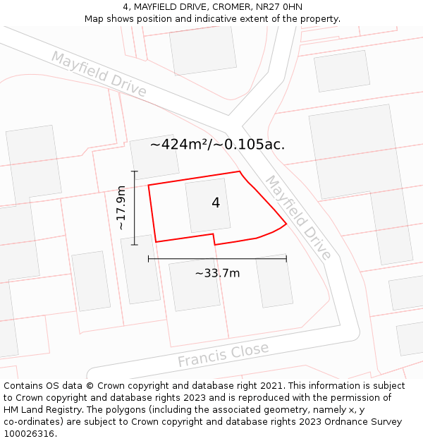 4, MAYFIELD DRIVE, CROMER, NR27 0HN: Plot and title map