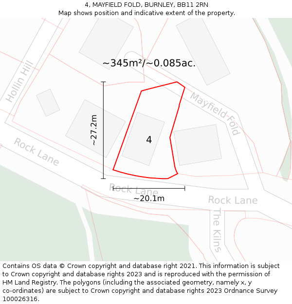 4, MAYFIELD FOLD, BURNLEY, BB11 2RN: Plot and title map