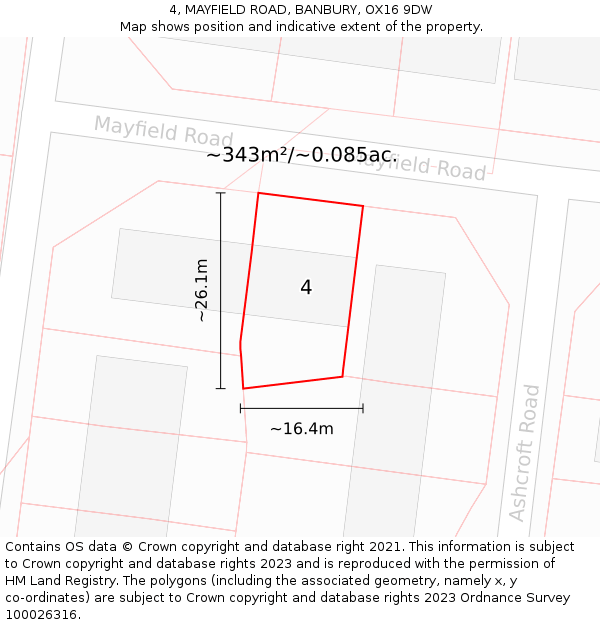 4, MAYFIELD ROAD, BANBURY, OX16 9DW: Plot and title map