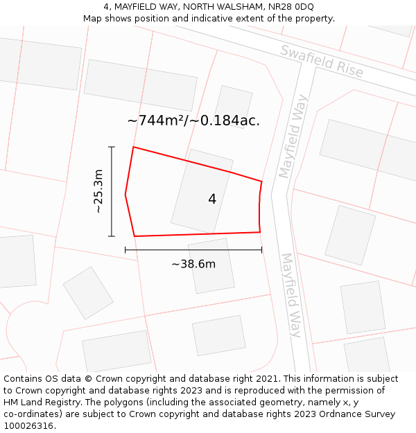 4, MAYFIELD WAY, NORTH WALSHAM, NR28 0DQ: Plot and title map