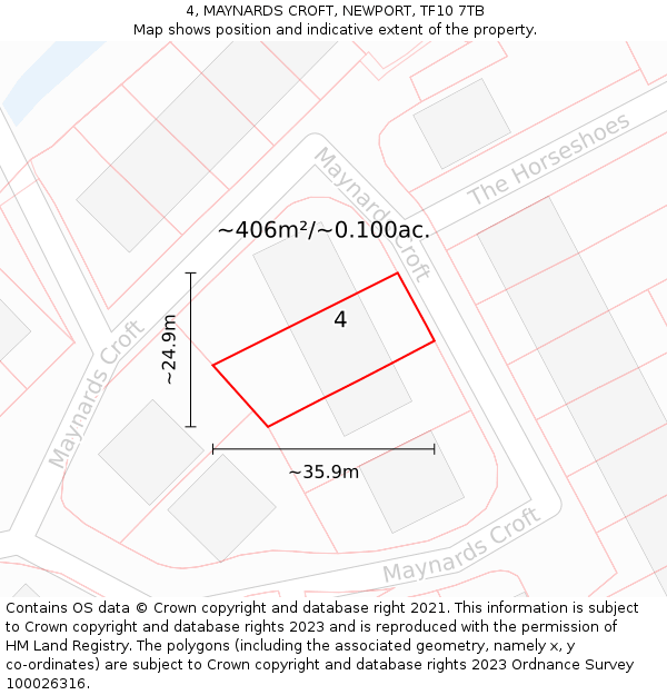 4, MAYNARDS CROFT, NEWPORT, TF10 7TB: Plot and title map