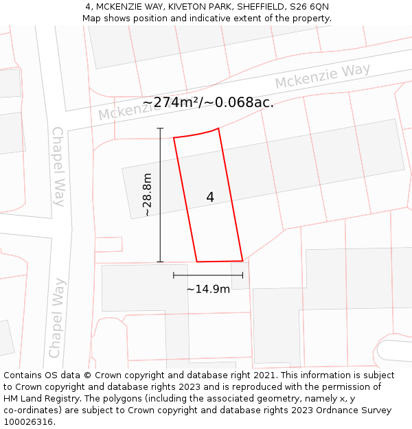 4, MCKENZIE WAY, KIVETON PARK, SHEFFIELD, S26 6QN: Plot and title map