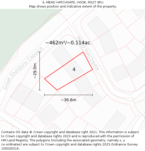 4, MEAD HATCHGATE, HOOK, RG27 9PU: Plot and title map