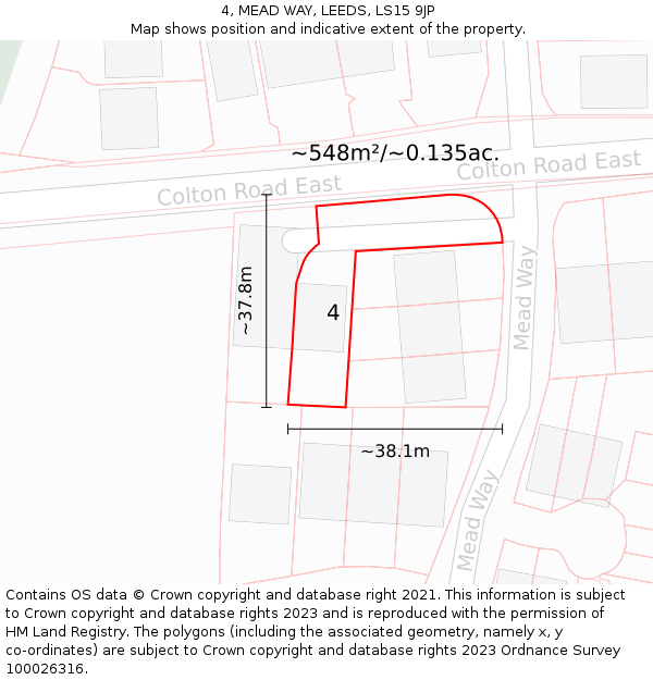 4, MEAD WAY, LEEDS, LS15 9JP: Plot and title map