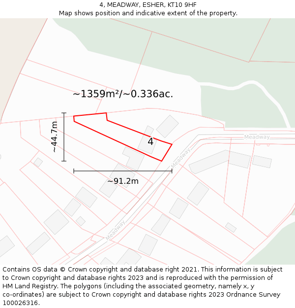 4, MEADWAY, ESHER, KT10 9HF: Plot and title map