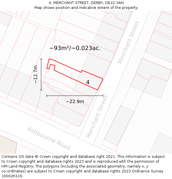 4, MERCHANT STREET, DERBY, DE22 3AN: Plot and title map