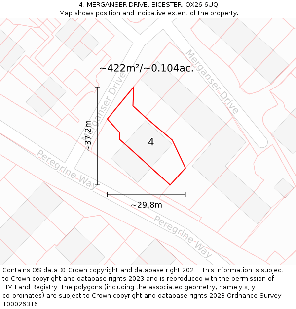 4, MERGANSER DRIVE, BICESTER, OX26 6UQ: Plot and title map