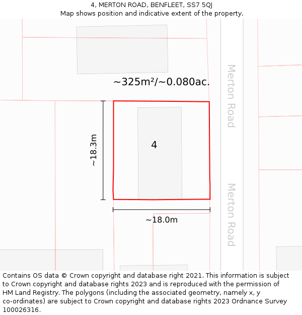 4, MERTON ROAD, BENFLEET, SS7 5QJ: Plot and title map