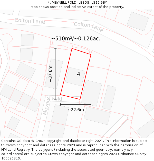 4, MEYNELL FOLD, LEEDS, LS15 9BY: Plot and title map