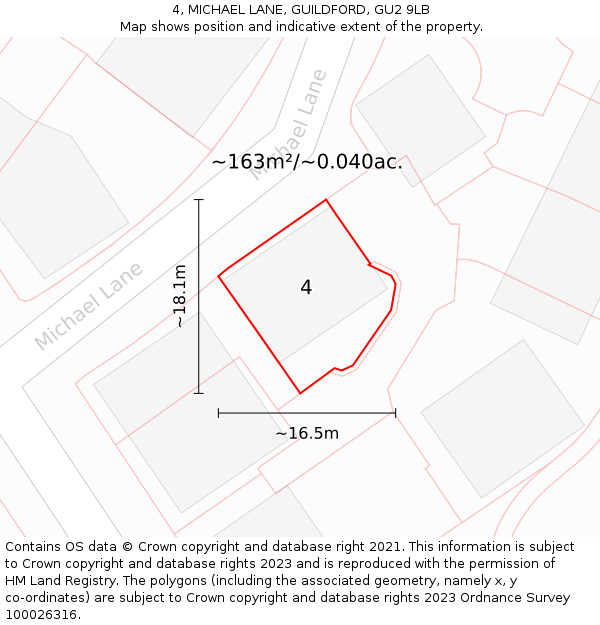 4, MICHAEL LANE, GUILDFORD, GU2 9LB: Plot and title map