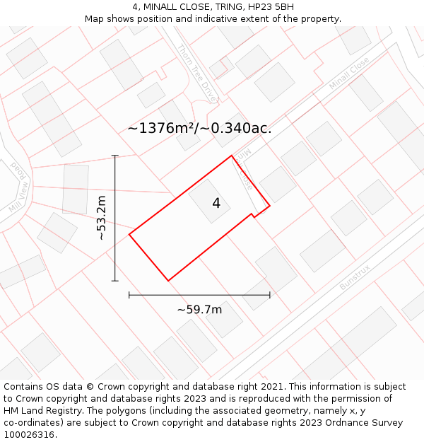 4, MINALL CLOSE, TRING, HP23 5BH: Plot and title map