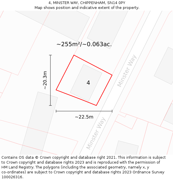 4, MINSTER WAY, CHIPPENHAM, SN14 0PY: Plot and title map