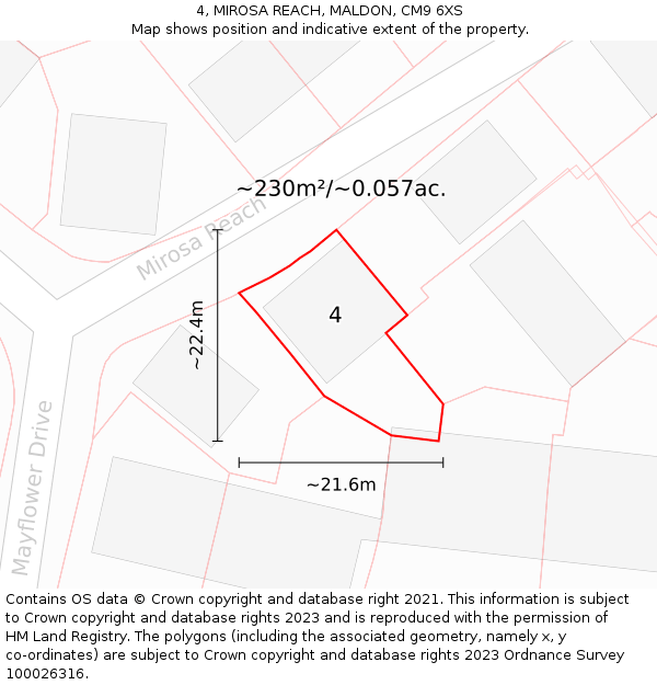 4, MIROSA REACH, MALDON, CM9 6XS: Plot and title map