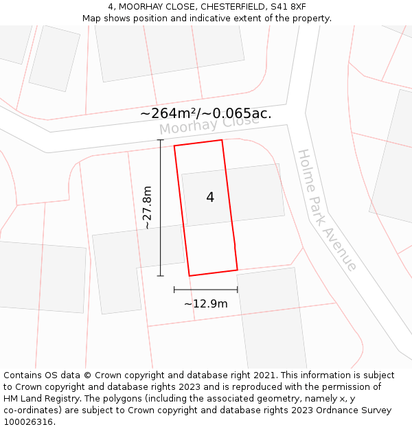 4, MOORHAY CLOSE, CHESTERFIELD, S41 8XF: Plot and title map