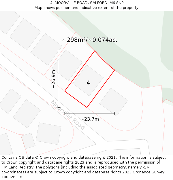 4, MOORVILLE ROAD, SALFORD, M6 8NP: Plot and title map