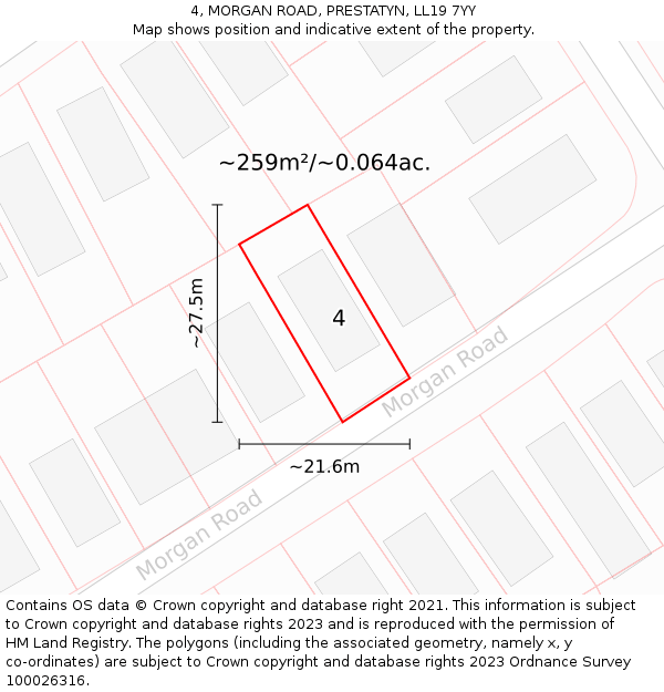 4, MORGAN ROAD, PRESTATYN, LL19 7YY: Plot and title map