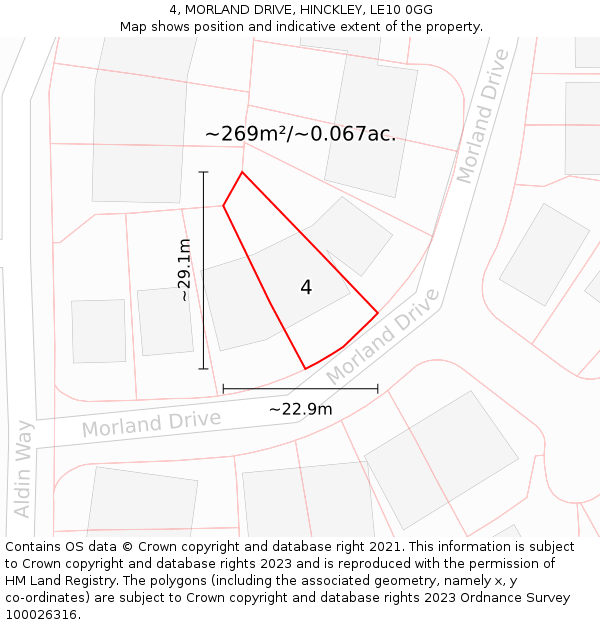 4, MORLAND DRIVE, HINCKLEY, LE10 0GG: Plot and title map