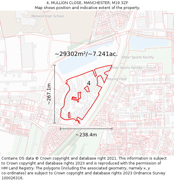 4, MULLION CLOSE, MANCHESTER, M19 3ZF: Plot and title map