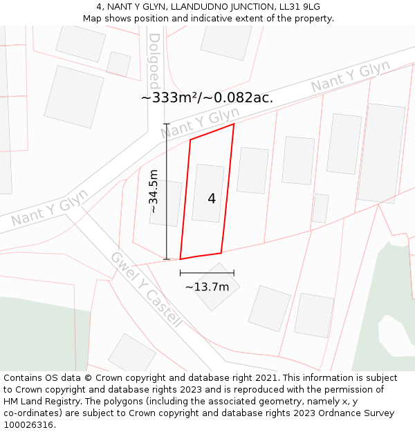 4, NANT Y GLYN, LLANDUDNO JUNCTION, LL31 9LG: Plot and title map