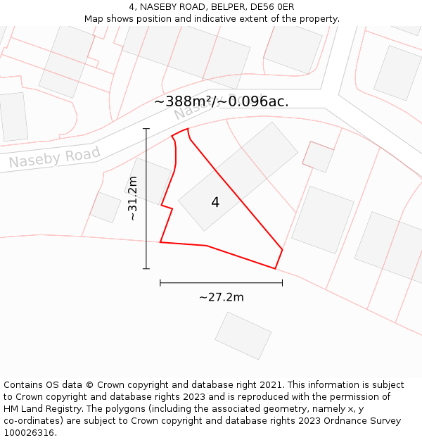 4, NASEBY ROAD, BELPER, DE56 0ER: Plot and title map