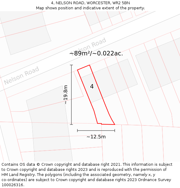 4, NELSON ROAD, WORCESTER, WR2 5BN: Plot and title map