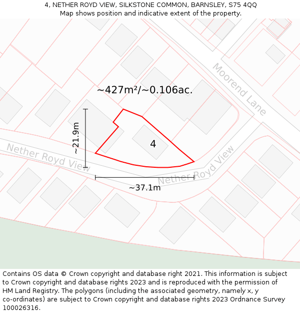 4, NETHER ROYD VIEW, SILKSTONE COMMON, BARNSLEY, S75 4QQ: Plot and title map