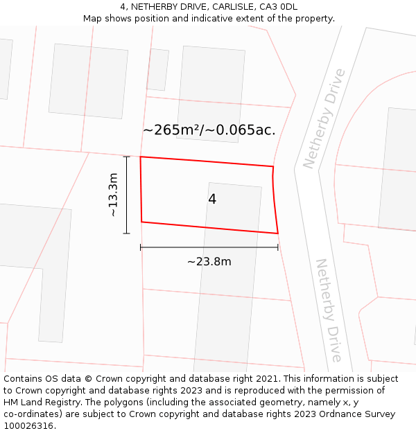 4, NETHERBY DRIVE, CARLISLE, CA3 0DL: Plot and title map