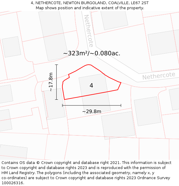 4, NETHERCOTE, NEWTON BURGOLAND, COALVILLE, LE67 2ST: Plot and title map