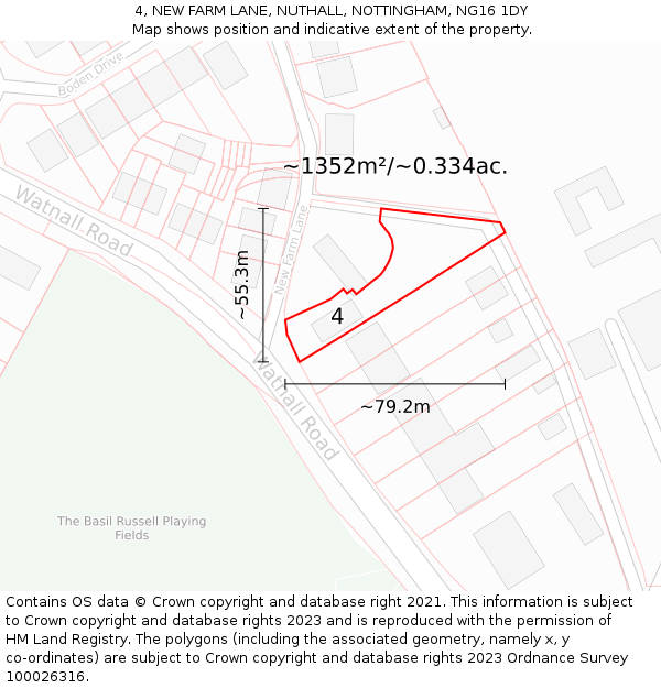 4, NEW FARM LANE, NUTHALL, NOTTINGHAM, NG16 1DY: Plot and title map