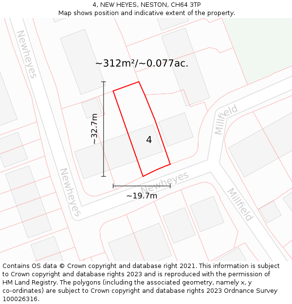 4, NEW HEYES, NESTON, CH64 3TP: Plot and title map