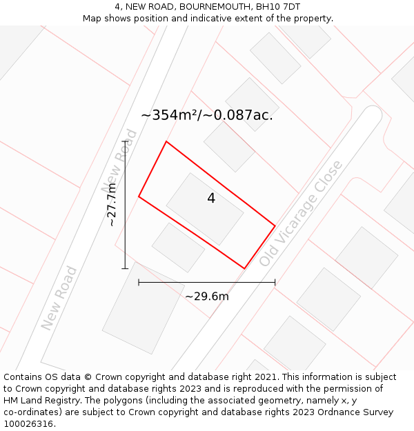 4, NEW ROAD, BOURNEMOUTH, BH10 7DT: Plot and title map