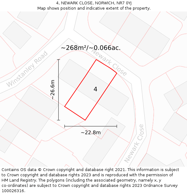 4, NEWARK CLOSE, NORWICH, NR7 0YJ: Plot and title map