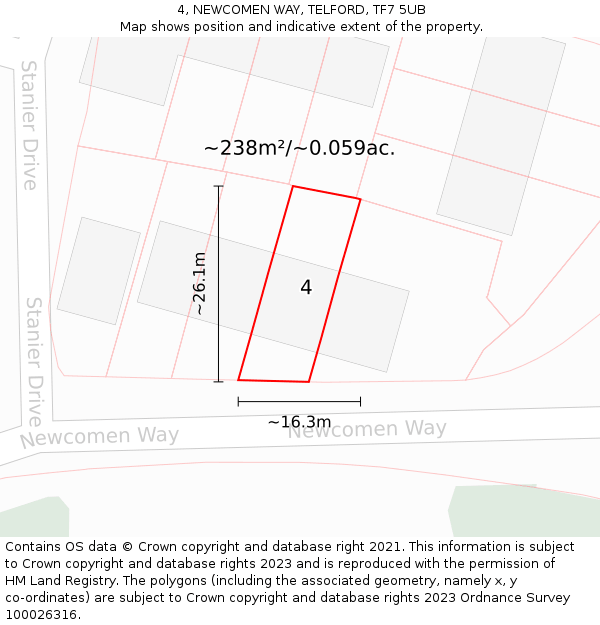 4, NEWCOMEN WAY, TELFORD, TF7 5UB: Plot and title map