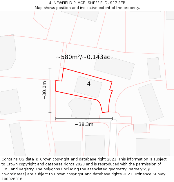 4, NEWFIELD PLACE, SHEFFIELD, S17 3ER: Plot and title map