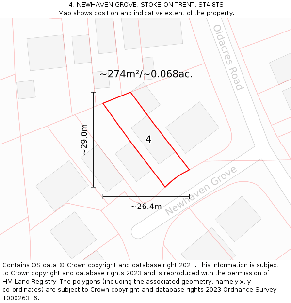 4, NEWHAVEN GROVE, STOKE-ON-TRENT, ST4 8TS: Plot and title map