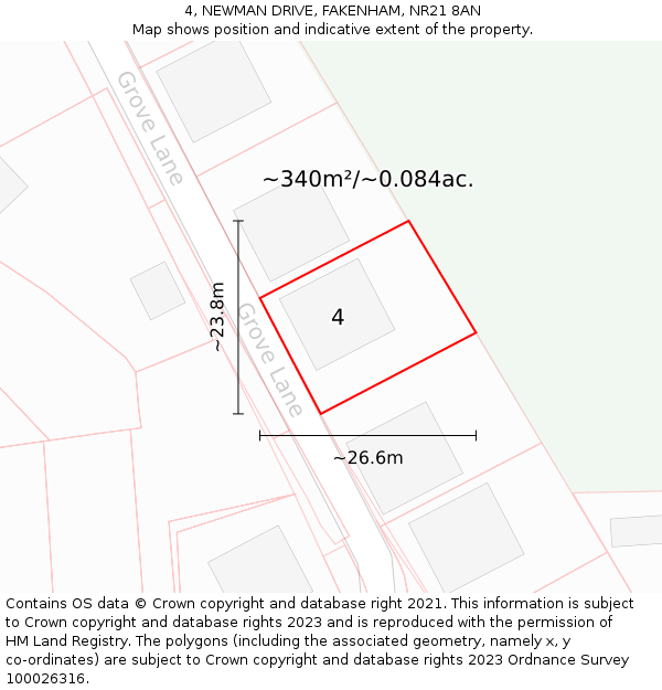 4, NEWMAN DRIVE, FAKENHAM, NR21 8AN: Plot and title map