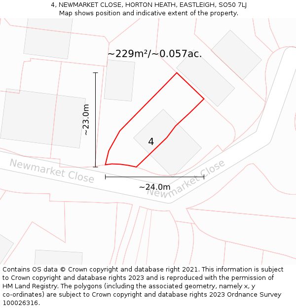 4, NEWMARKET CLOSE, HORTON HEATH, EASTLEIGH, SO50 7LJ: Plot and title map