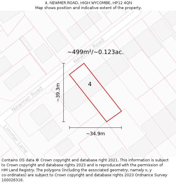 4, NEWMER ROAD, HIGH WYCOMBE, HP12 4QN: Plot and title map