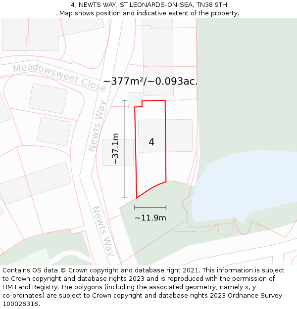 4, NEWTS WAY, ST LEONARDS-ON-SEA, TN38 9TH: Plot and title map