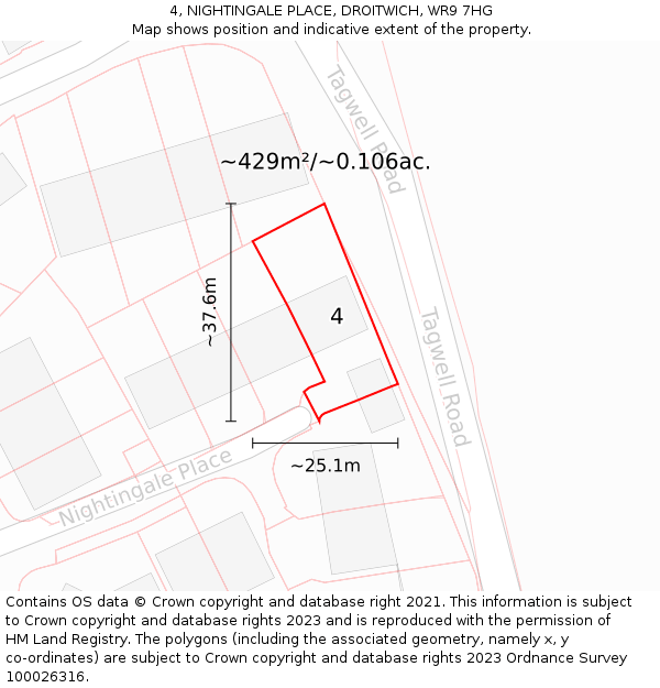 4, NIGHTINGALE PLACE, DROITWICH, WR9 7HG: Plot and title map